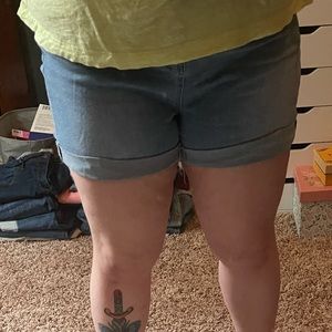 Light wash jean shorts